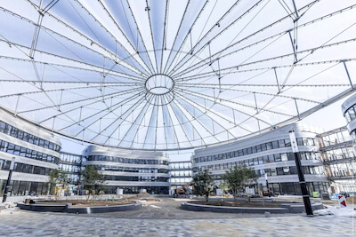 SMS Campus in Mönchengladbach: bottom view of the roof construction