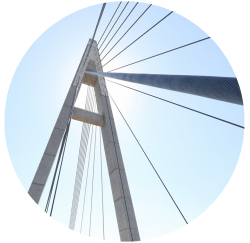round button Tensile Structures with bridge piers towards the sky